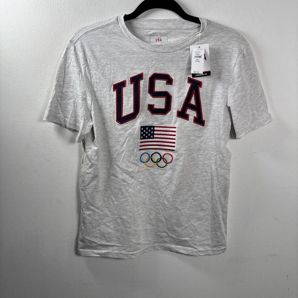 Baby Gap Team USA Olympic T Shirt Youth XXL 14-16 USA Flag Rings NWT